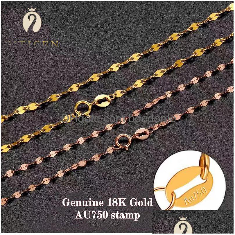 

Beaded Necklaces Real 100% 18K Gold Necklace Au750 White Rose Womens Neck Cord Original Pure Jewelry Fashion Accessories Drop Delive Dhjip