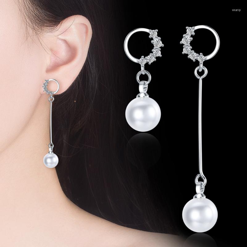 

Dangle Earrings 1 Pair Simple Fashionable Circular For Women Korean Version Elegant Pearl Tassel Long Jewelry