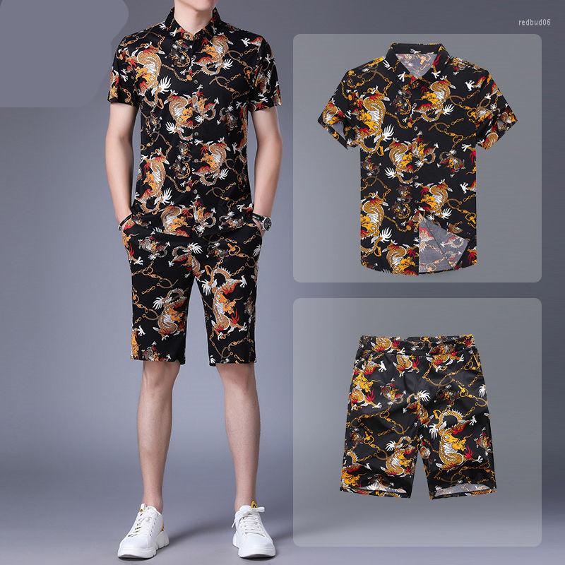 

Men's Tracksuits Men's Street Suit Tiger Print 2023 Summer Short-sleeved Button Shirt Beach Shorts Wear Casual 2-piece Set M-4XL, Same as pictures2