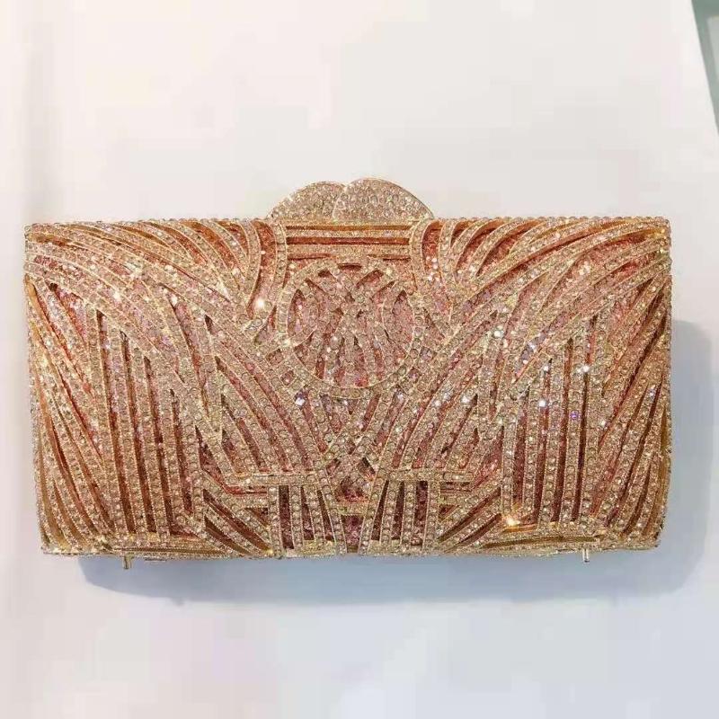 

Evening Bags XIYUAN Red/Blue/Black Color Crystal Diamond Clutches Women Metal Wedding Clutch Bridal Handbags Purses, Show as picture