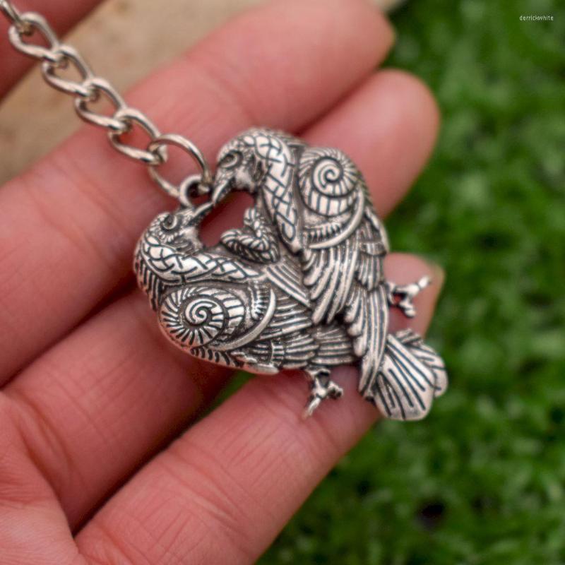 

Pendant Necklaces Vikings Raven Odins Huginn And Muninn Keychain Fashion Unisex Jewelry