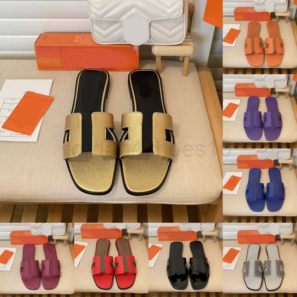 

32 Colors Designers Womens Slipper Casual Shoes Luxury designer leather ladies sandals summer flat shoes fashion beach women slippers H letter drag Flip-Flops 5.0, Color 18