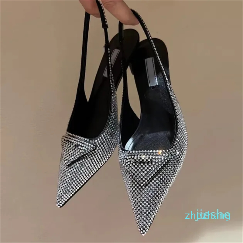 

2023-Evening dress Shoes slipper Slip On Slingback 5.5cm heel Sandal Stiletto Heeled Dress Shoe for women luxury designers shoes factory Footwear, 2#