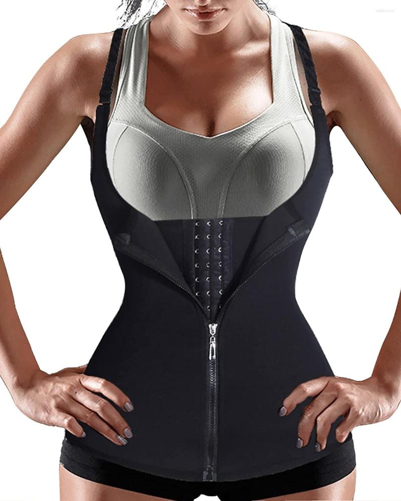 

Women's Shapers Women Waist Trainer Corset Zipper Vest Body Shaper Cincher Tank Top With Adjustable Straps, Purple