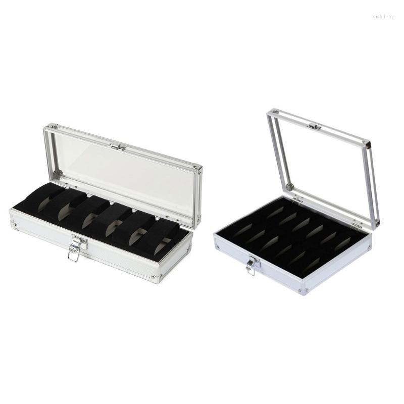 

Jewelry Pouches 6/12-Slot Watch Display Box Storage With Large Transparent Lid R7RF
