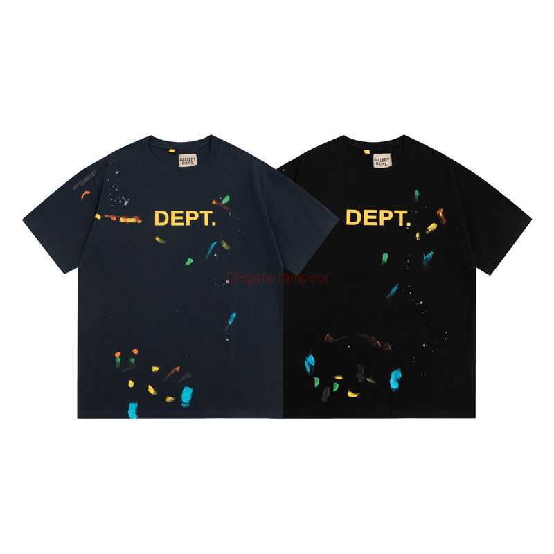 

Designer Fashion Clothing Tees Tshirt 23ss Fashion Galleryes Depts Speckled Letter Printed Pure Cotton Double Yarn Fabric Summer Short Sleeve Tshirt Luxury Casual, Black