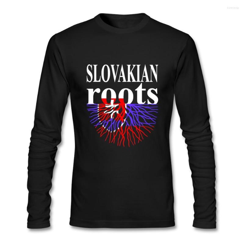

Men's T Shirts Vintage Print Cute Slovakian Roots Slovakia Flag Shirt Long Sleeve Cotton O-neck Camiseta For Youth Quality Tees, Black