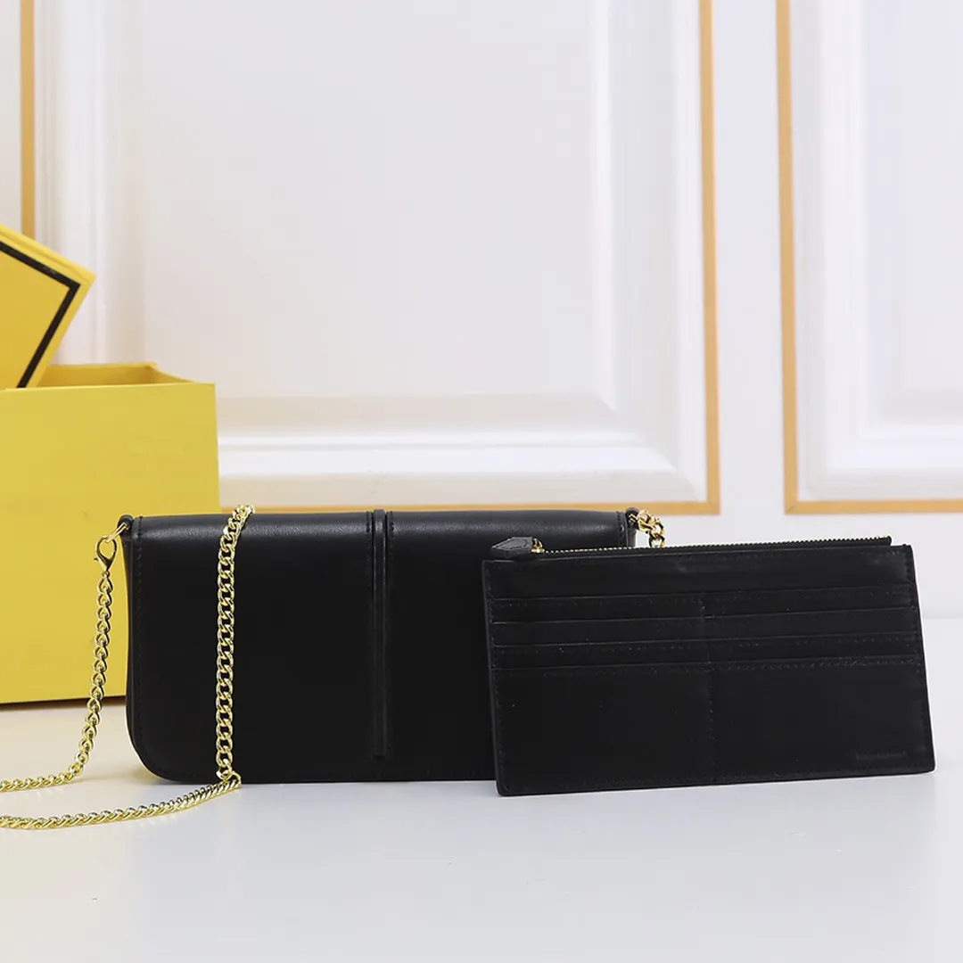 

7A Designer Bag Cowhide Letter Hardware Women Chain Wallet Card Holder Zipper Inner Pocket, Grey