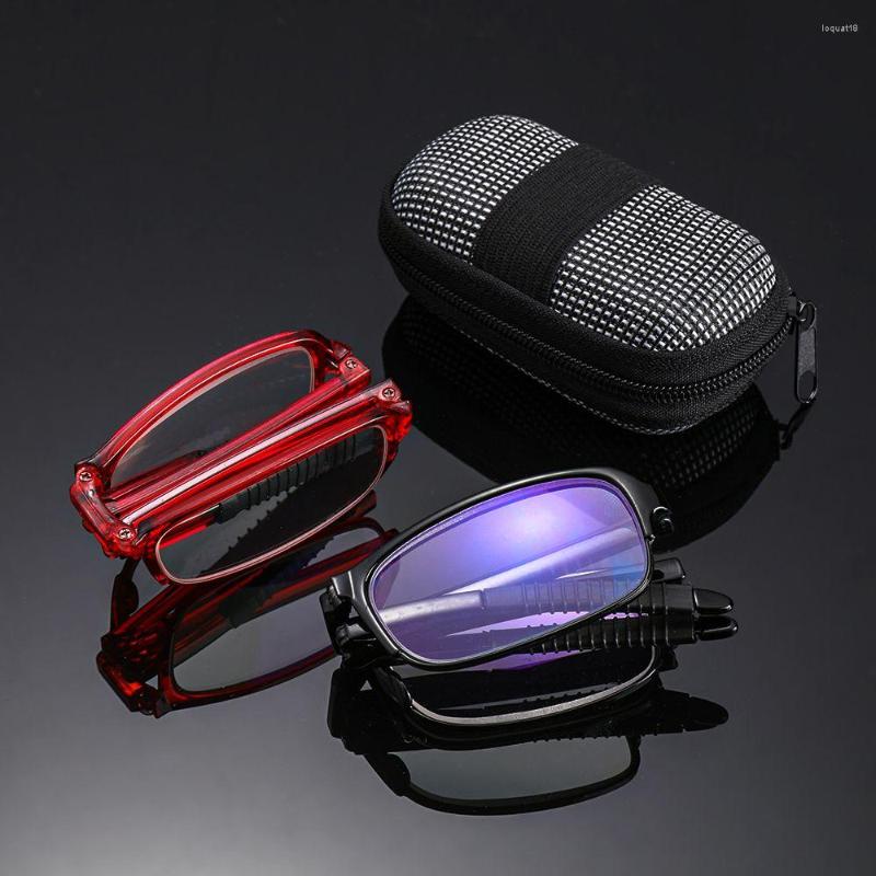 

Sunglasses Foldable Compact Reading Glasses With Zipper Case Men Women Portable Folding Presbyopic Lightweight TR90 Readers Eyewear