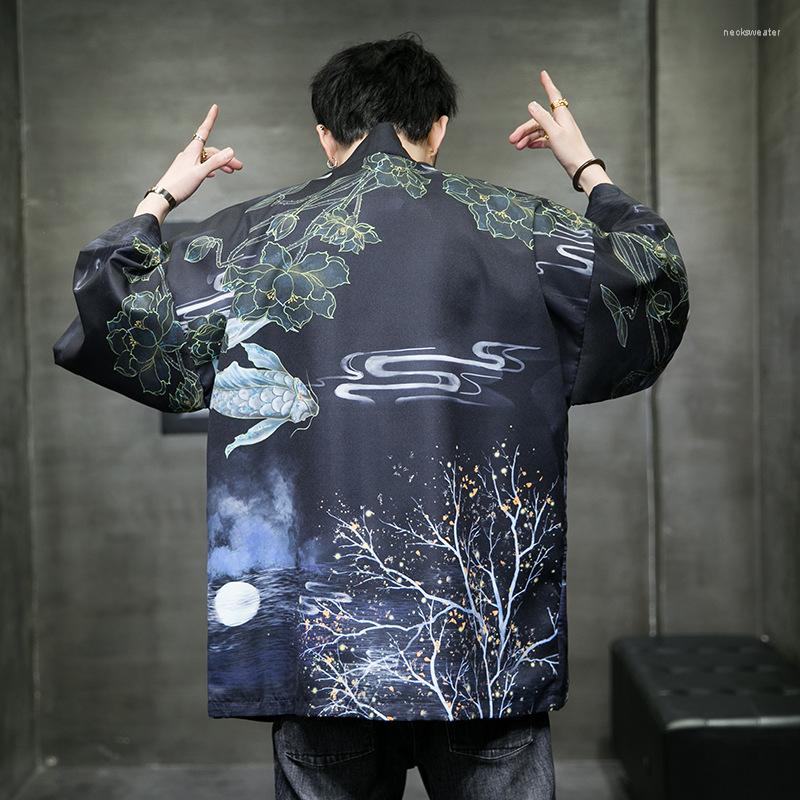 

Ethnic Clothing Fashion Traditional Chinese Print Cardigan Men Women Kimono Japanese Streetwear Summer Beach Yukata Blouse Haori
