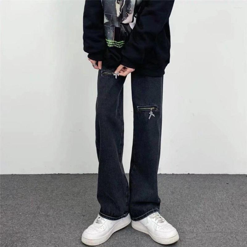 

Men' Jeans Men Slim Streetwear Zipper Man Pants Korean Fashion Black Punk Y2k Denim Trousers Harajuku Cargo Hip Hop Casual Trendyol
