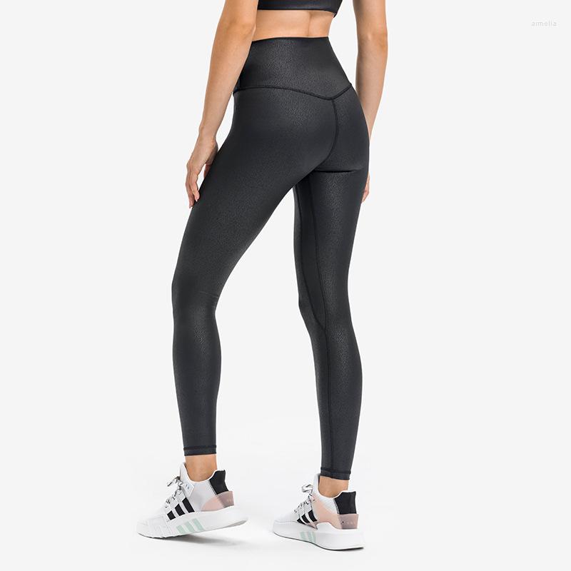 

Active Pants Sexy Yoga Leggings Solid Color Gym Sports Fashion Women's Nude No Trace Soft Breathable Bronzing High Waist Hip Lift, Tin foil gold