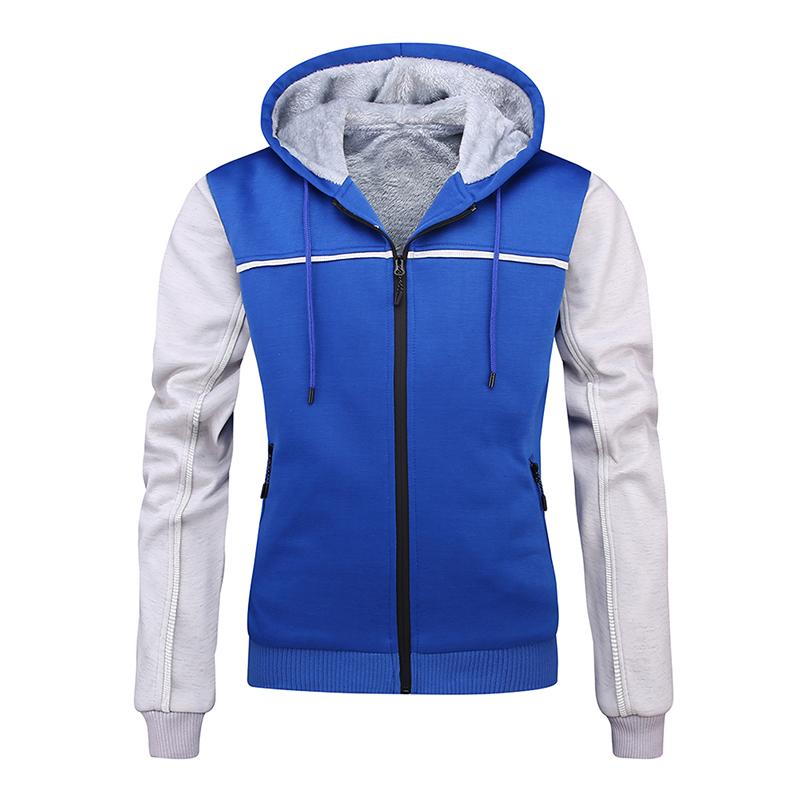 

Men' Hoodies & Sweatshirts Men Brand Mens Splice Color Male Plus Velvet Thickening Casual Cardigan CoatsMen, Blue gray