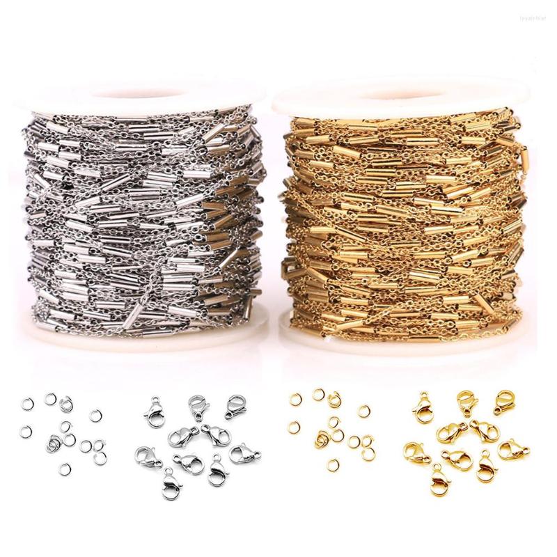 

Chains Wholesale 2meters/pack Width 1.5mm Stainless Steel Cable Link With Pipe Chain Necklace For DIY Jewelry Findings Making