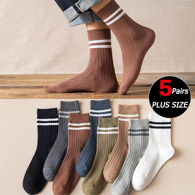

Men's Socks Men's Autumn And Winter Trend All-match Medium Tube Breathable Vertical Strip Cotton Plus Size37-48