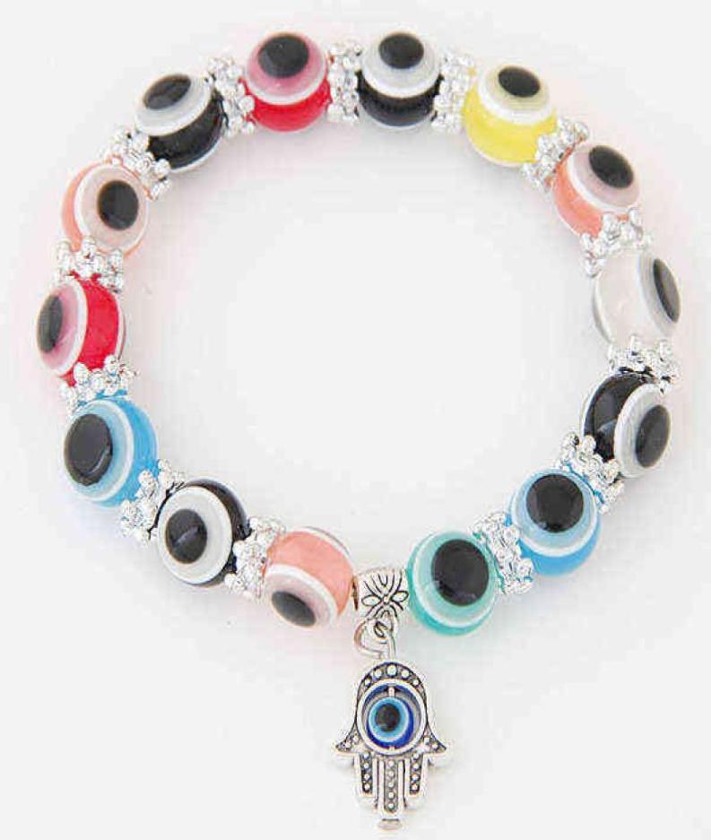 

Colorful Evil Eye Bracelet Charming Blue Eyes Hand of Fatima Black Red Men and Women Resin Bead1413573