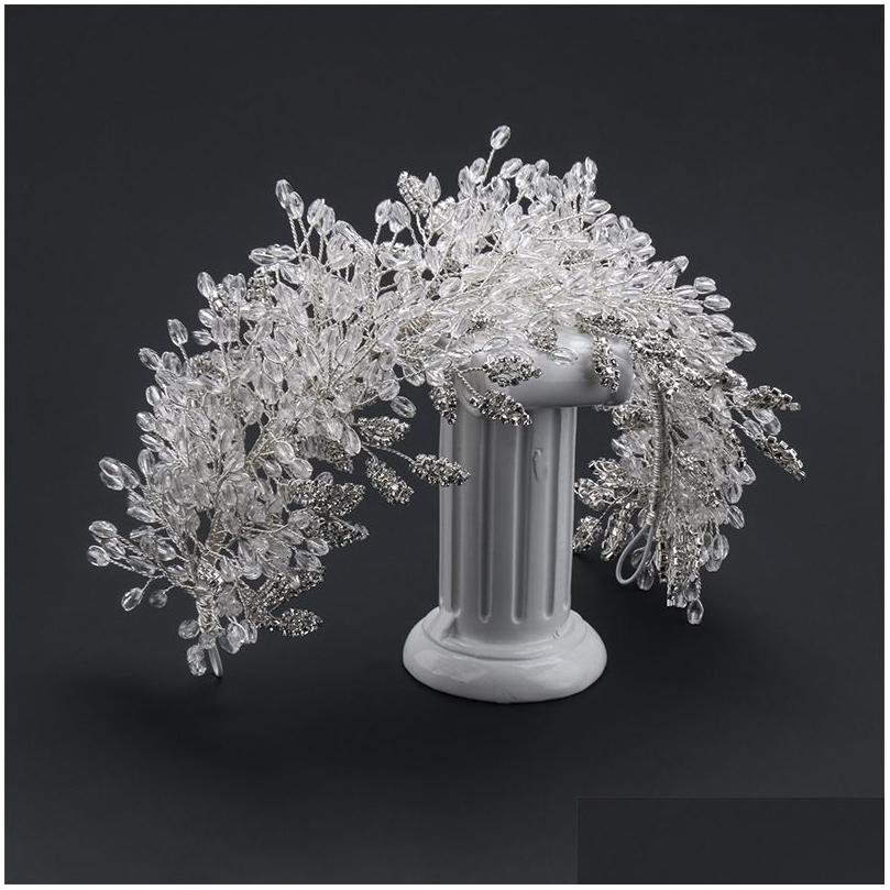 

Hair Jewelry Baroque Women White Crystal Handmade Beaded Bridal Crown Accessories 230215 Drop Delivery Hairjewelry Dhgarden Dhi3B
