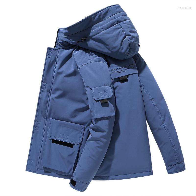 

Men's Down Men Jacket Warm Winter High Quality Thick Hooded Thicken Duck Parka Coat Casual Overcoat With Many Pockets Mens, Beige