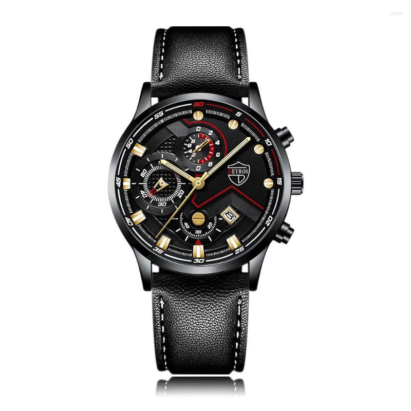 

Wristwatches Fashion Men's Luminous Watch Leather Calendar Quartz Deyros Brand Business Good Gift Luxury 2023, Bw