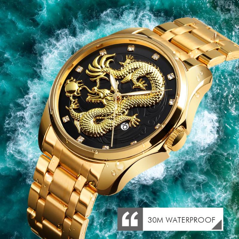

Wristwatches SKMEI Fashion Dragon Totem Atmospheric Men's Watch Three-dimensional Embossed Exquisite Rhinestone Waterproof Reloj De Cuar, Silver black