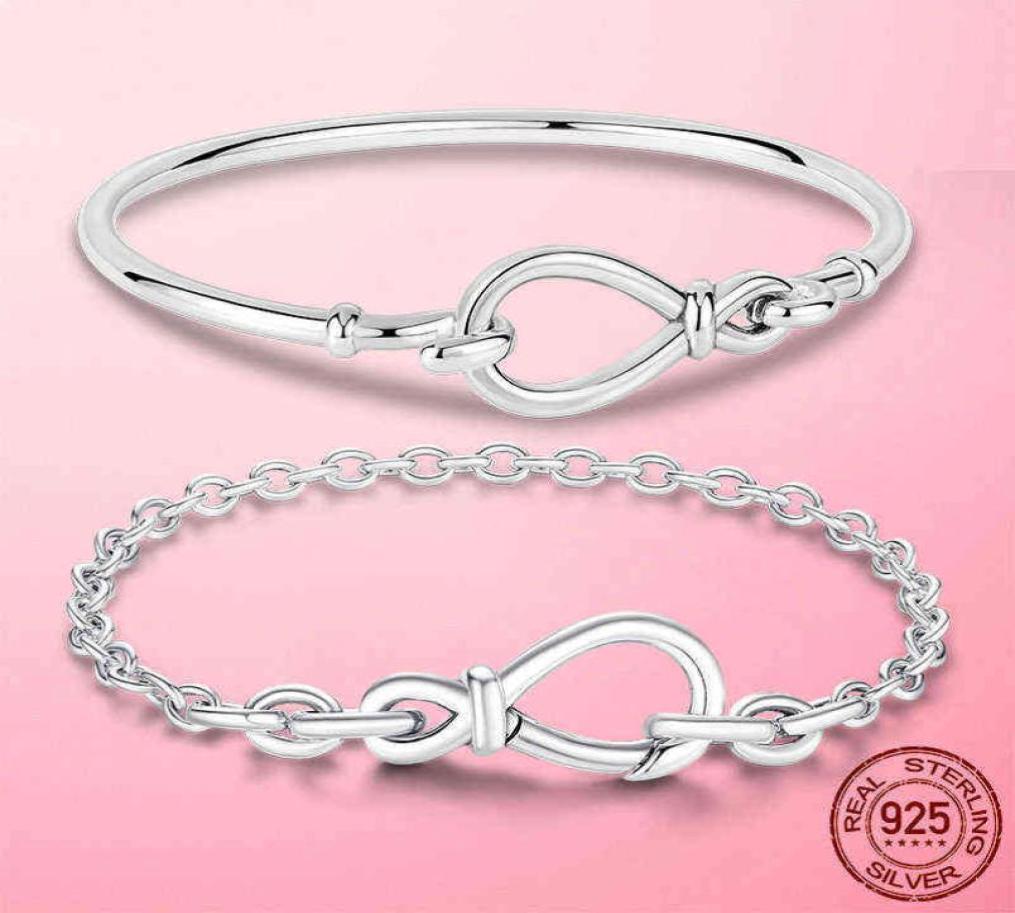 

2021 New on 100 925 Sterling Silver Infinity Knot Chain Bangle Bracelet for Women Fashion Jewelry Pulseira4750537