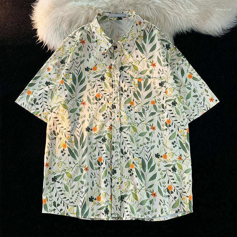 

Women's Blouses EBAIHUI Summer Women's Blouse Button Hawaiian Beach Shirt Hip Hop Green Leaves Graphic Streetwear Harajuku Fashion Top