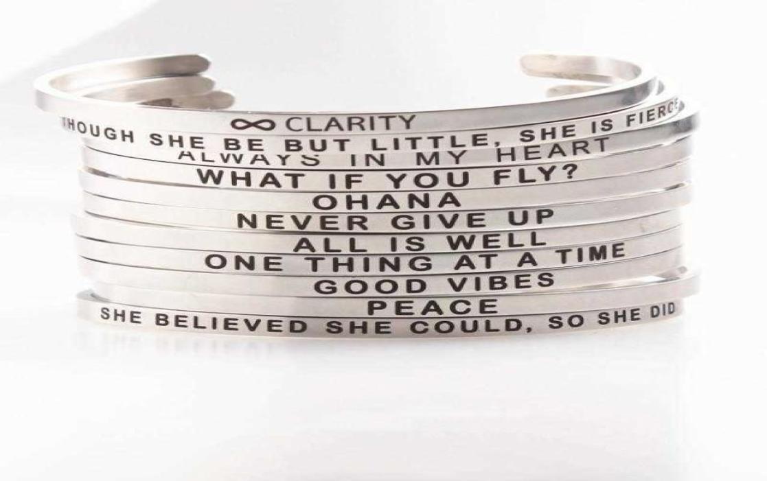 

Bangle E F G H 4mm Dropship Stainless Steel Positive Inspirational Quote Hand Stamped Cuff Mantra Bracelets Men Women8092591