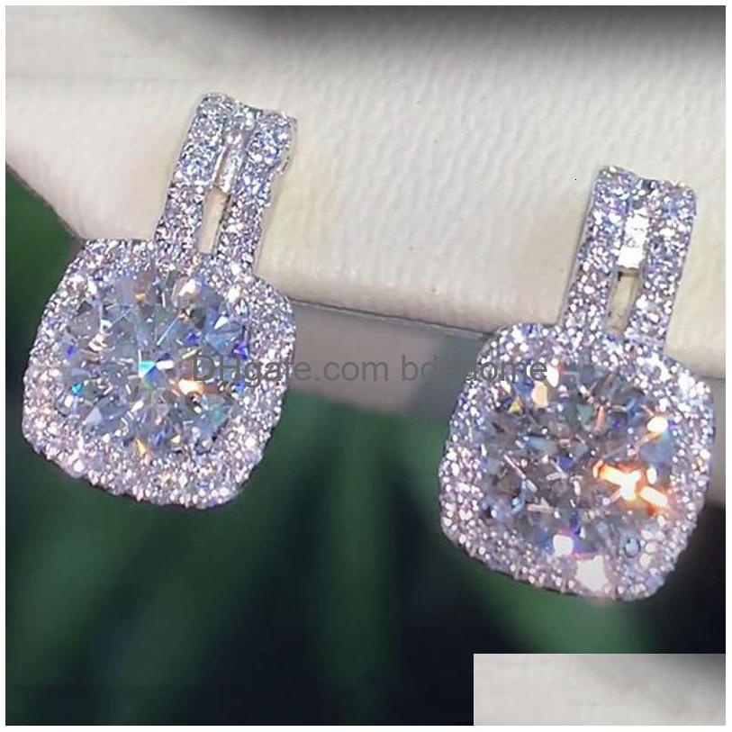 

Stud Huitan Fashion Sier Color Cz Earrings For Women Bling Aaa White Cubic Zirconia Statement Jewelry 230426 Drop Delivery Dh9Bk