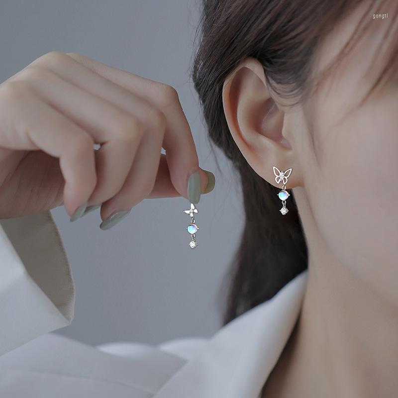 

Dangle Earrings Fashion Long Pendant Irregular Asymmetric Moonlight Stone Butterfly Female Fairy Cute Tassle Jewelry