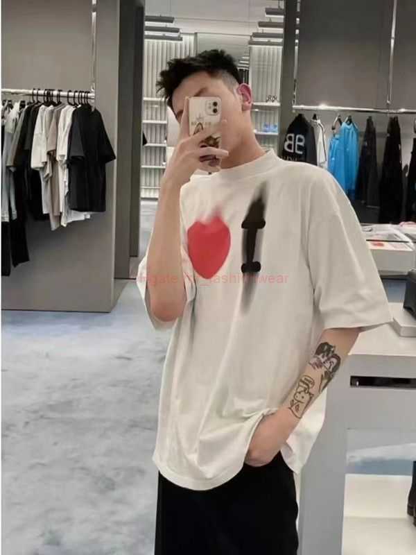 

Designer Fashion Clothing French Paris BB Luxury TShirt Tees Chaopai 2023 Spring/summer New Trend Ins Wind Halo Dye Love Print Couple High Street Loose Half Sleeve Tee, White