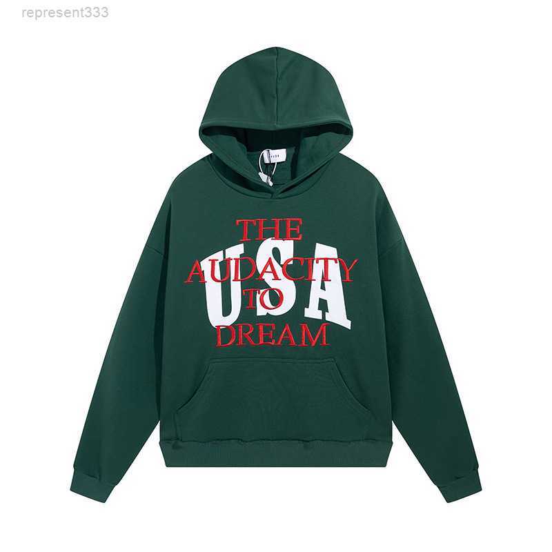 

Beauty Trend Niche Embroidery Usa Terry Hoodie High Street Versatile Loose Fitting Men' and Outerwear FQG8, Green