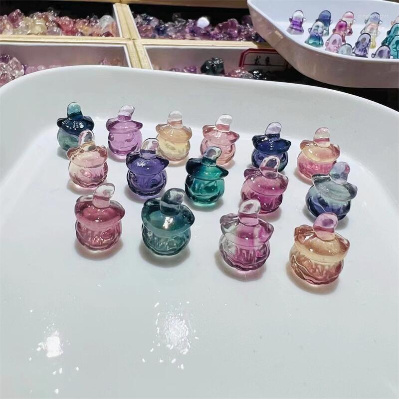 

Charms 10pcs Natural Rainbow Fluorite Evil Pumpkin Crystal Mineral Stone Figurine Healing Quartz Reiki Lucky Festival Gift