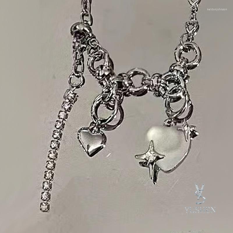 

Pendant Necklaces Y2K Jewelry Transparent Peach Heart Cross Necklace For Women Fashion Punk Korea Charm 90s Aesthetic