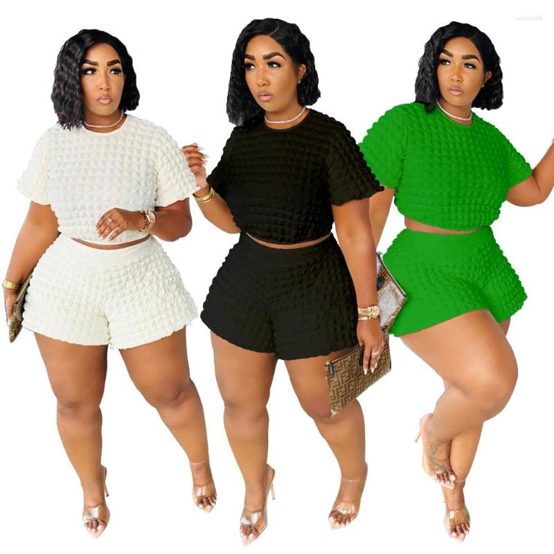 

Women's Tracksuits Plus Size 2 Piece Shorts Pants Sets Bubble Suits Women Outfits 2023 Summer Y2K Streetwear Casual Tracksuit Crop T-shirts, Black