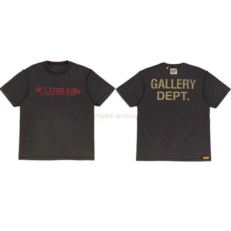 

Designer Fashion Clothing Tees Tshirt Galleryes Depts High Street Washed Old Gold Stamping Letter Print Loose Reverse Round Neck Short Sleeve Tshirt Luxury Casual T, Dark brown