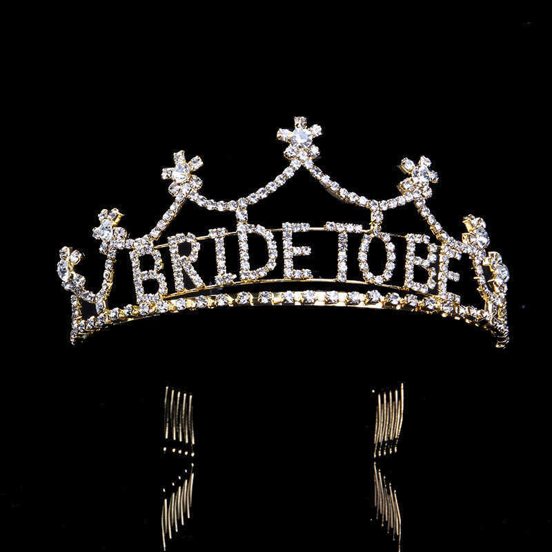 

Bling Crystal Hair Band Clip Bridal Hair Pin Bride To Be Crown Letter Rhinestone Comb Hoop Shiny Barrette Hairdressing Accessories Head Wear Wedding Headdress Gift