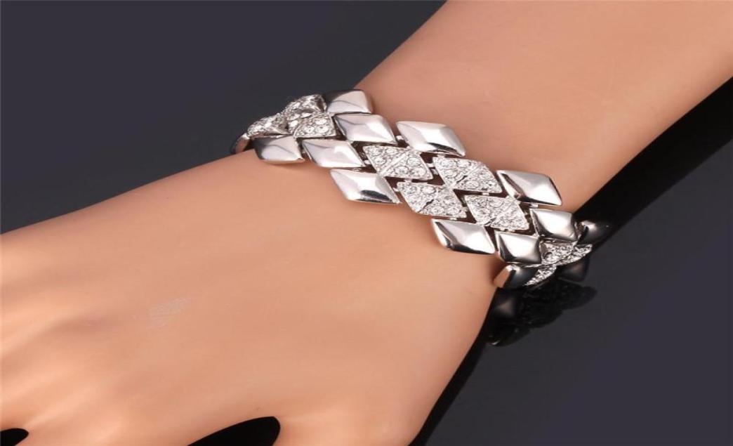 

Trendy Bracelets Bangles Women Men Jewelry Fashion Rhinestone Crystal Jewelry Gold Color Bracelet Bands7909462