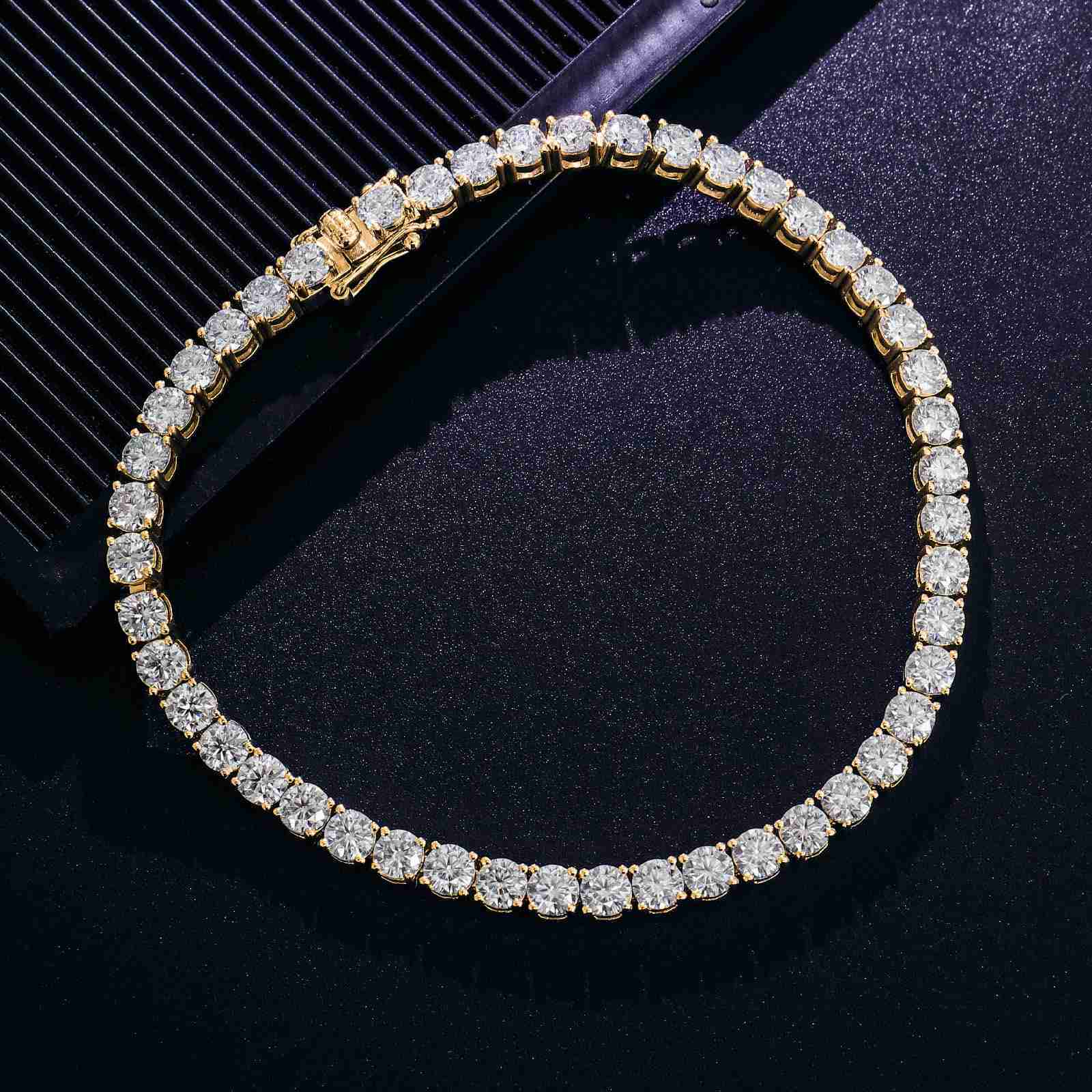 

4mm Moissanite Prong Setting 10k 14k 18k Gold Tennis Chain 6-9 Inch Iced Out Good Quality Tennis Bracelet for Man and Women