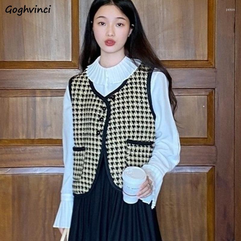 

Women's Vests Women V-neck Office Ladies Simple Trendy Vintage Spring Korean Style Leisure Chic All-match Streetwear, Beige