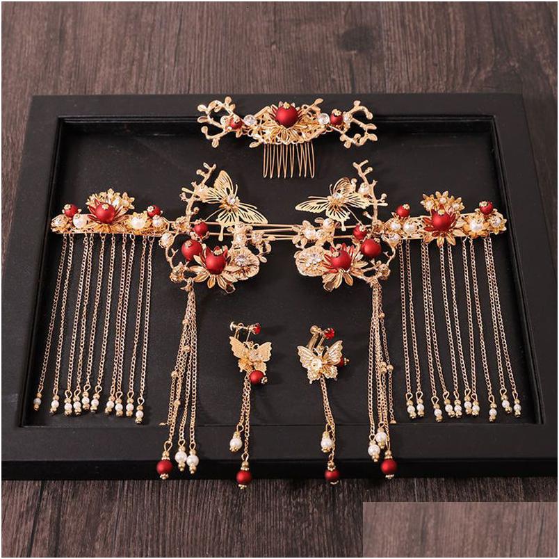 

Hair Jewelry Women Combs Traditional Chinese Accessories Headband Stick Headdress Head Bridal Headpiece Pin Drop Del Dhgarden Dhieo