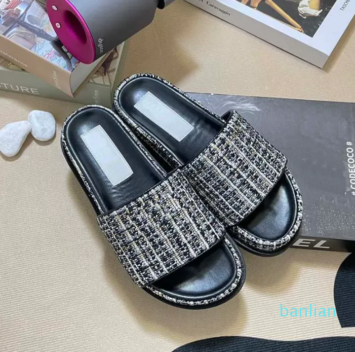 

Designer Women Slippers Sandals Braid Slipper Knitted Embroidered Slipper Decorative Slides Thick Sandal Summer Beach Flip Flops