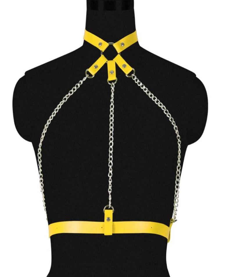 

Bustiers Corsets Gothic Necklace Lingerie Punk Leather Harajuku Chains Body Harness Belts Suspenders For Women9697689, Yellow