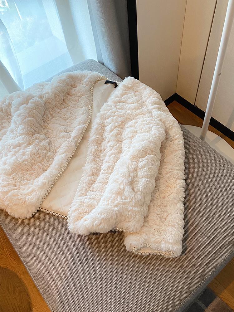 

Women's Fur & Faux Cashmere Coat Winter Loose Cotton Thickened, Picture shown