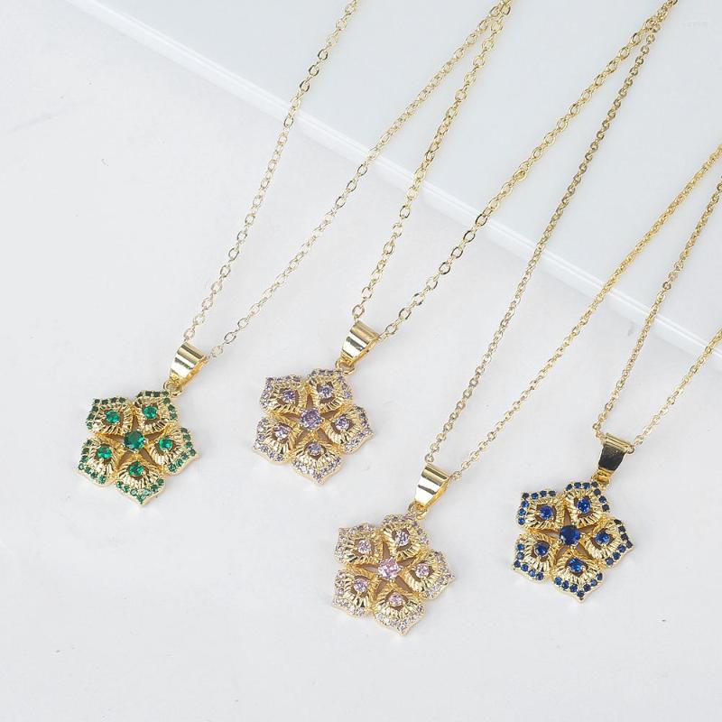 

Pendant Necklaces Vlntage Beslgn Blamonb Lnlalb Plant Flower Flve Leaf Petal Lovely Penbant Necklace Stalnless Steel Chaln Laby Glft