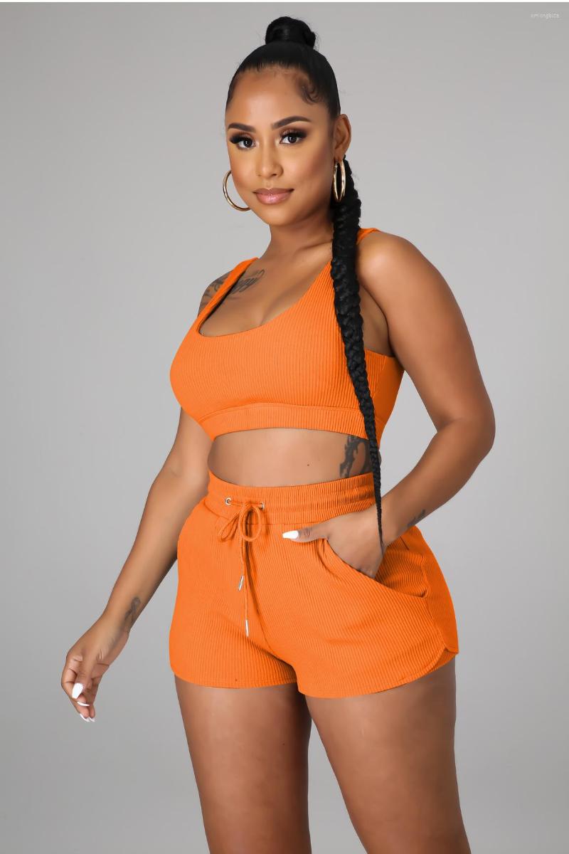 

Women's Tracksuits MUDAN Fashion Knit Ribbed Women's Set Tank Top And Shorts Suit 2023 Yoga Fitness Active Two 2 Piece Outfit Tracksuit, Jp1043-1