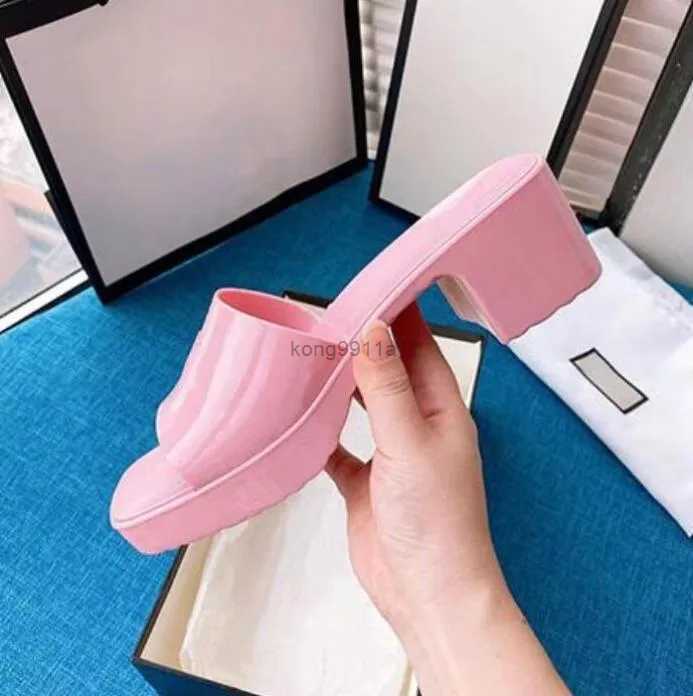 

Designer Women Sandals Rubber-soled Slippers Square Heels High Quality Variety Colors Slippers Sizes 35-40, Color 2