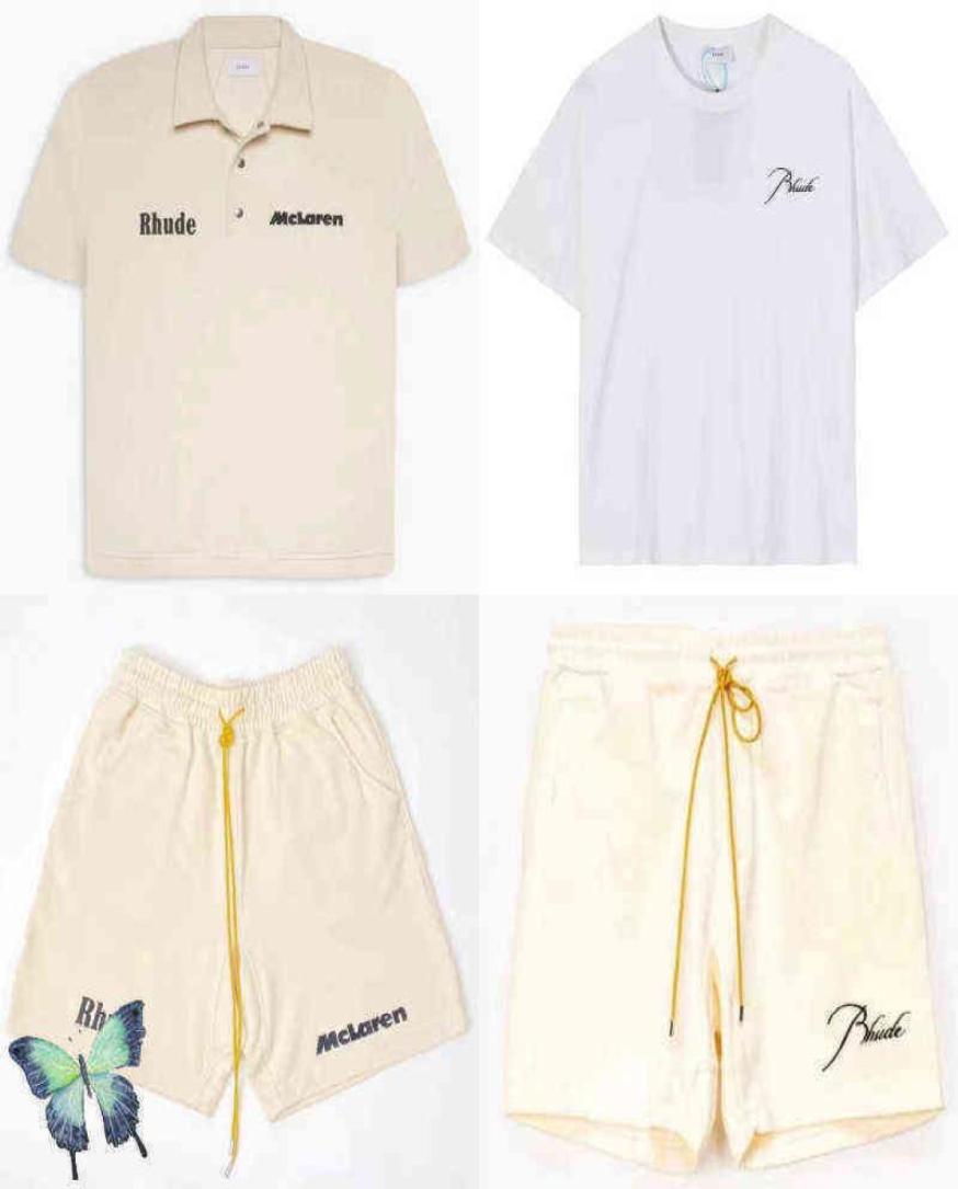 

Brand Designer t Shirt 2022 Arrival Khaki White Embroidery Men Rhude Tshirt Set Shorts Suit7514125, Clear