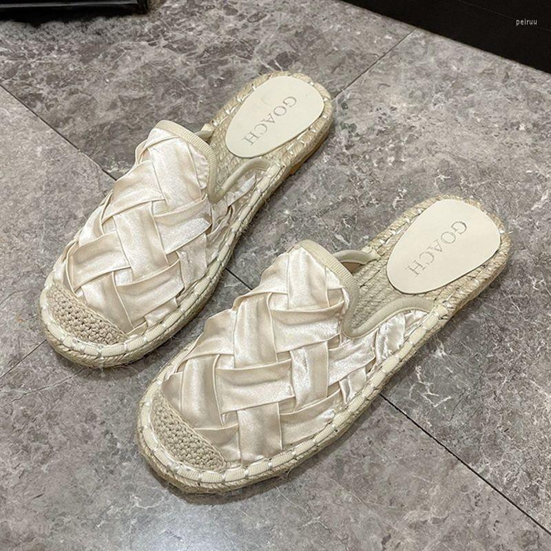 

Slippers Knit Women Shoes 2023 Summer Flat Outside Fashion Modern Sandals Solid Concise, White