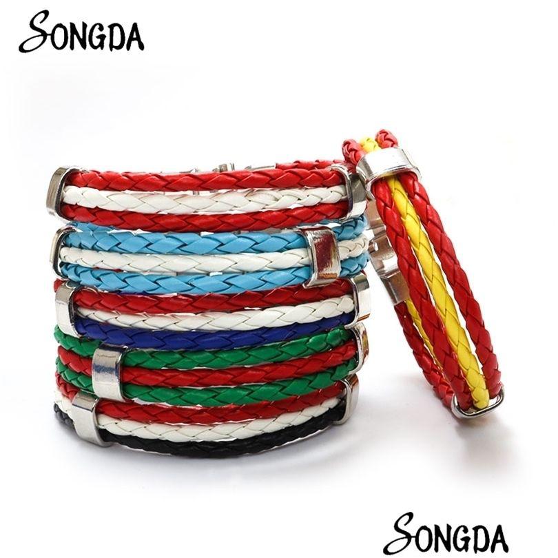 

Chain Spain Germany France Italy Argentina National Flag Pu Leather Bracelets Women Men Wristband Bangles Jewelry Fans Gifts Drop Del Dhmny