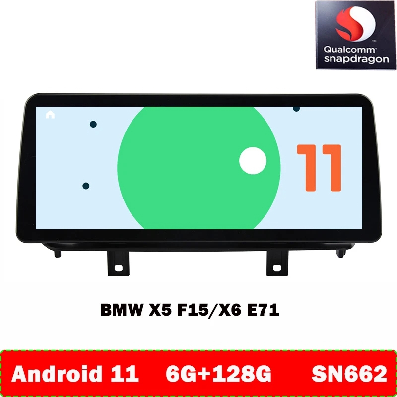 

12.3" Screen Snapdragon 662 6+128G Car Radio Stereo Multimedia Player For BMW X5 F15 X6 F16 2014-2017 NBT 4G Carplay Navigation